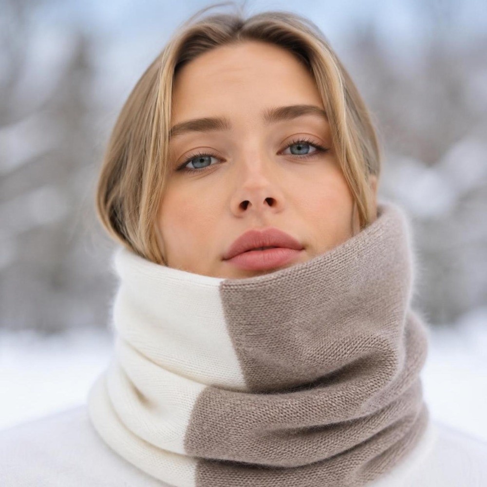 Infinity Scarf Knit - Мягкий шарф-воротник с цветными вставками, ветрозащитный,